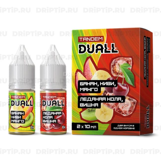 Жидкость Duall Tandem Salt -  Банан Киви Манго и Ледяная Кола Вишня 