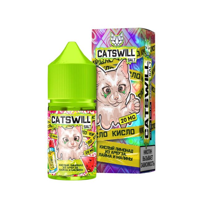 Жидкость Catswill Sour Salt - Кислый Лимонад из Арбуза Лайма и Малины 